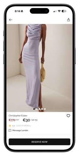 Club Tia App - View dress details, sizes and rental prices